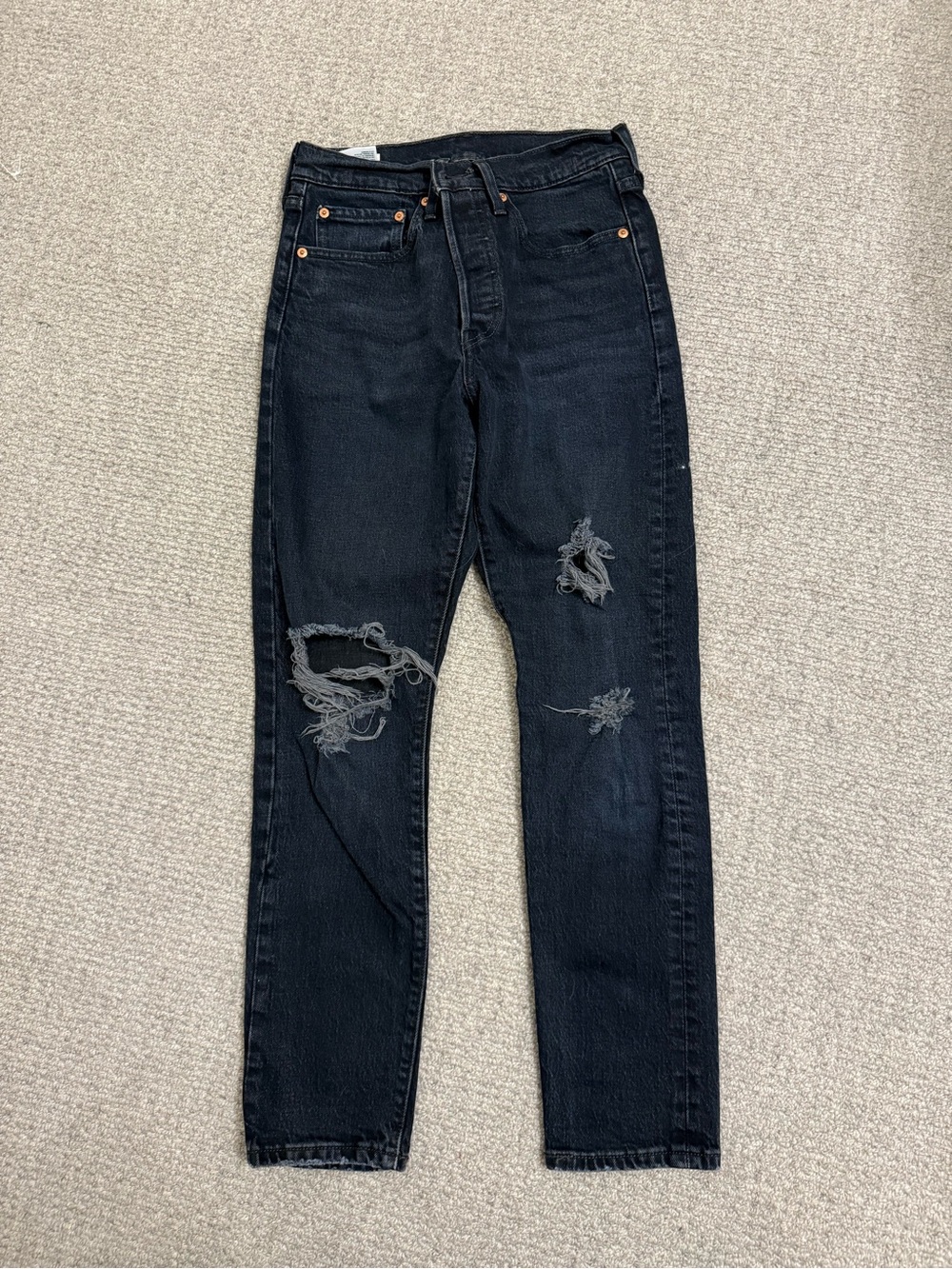Vintage Levi's Black Slim Straight Distressed Jeans